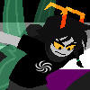 Icon of homestuck troll oc with asexual flag in the background